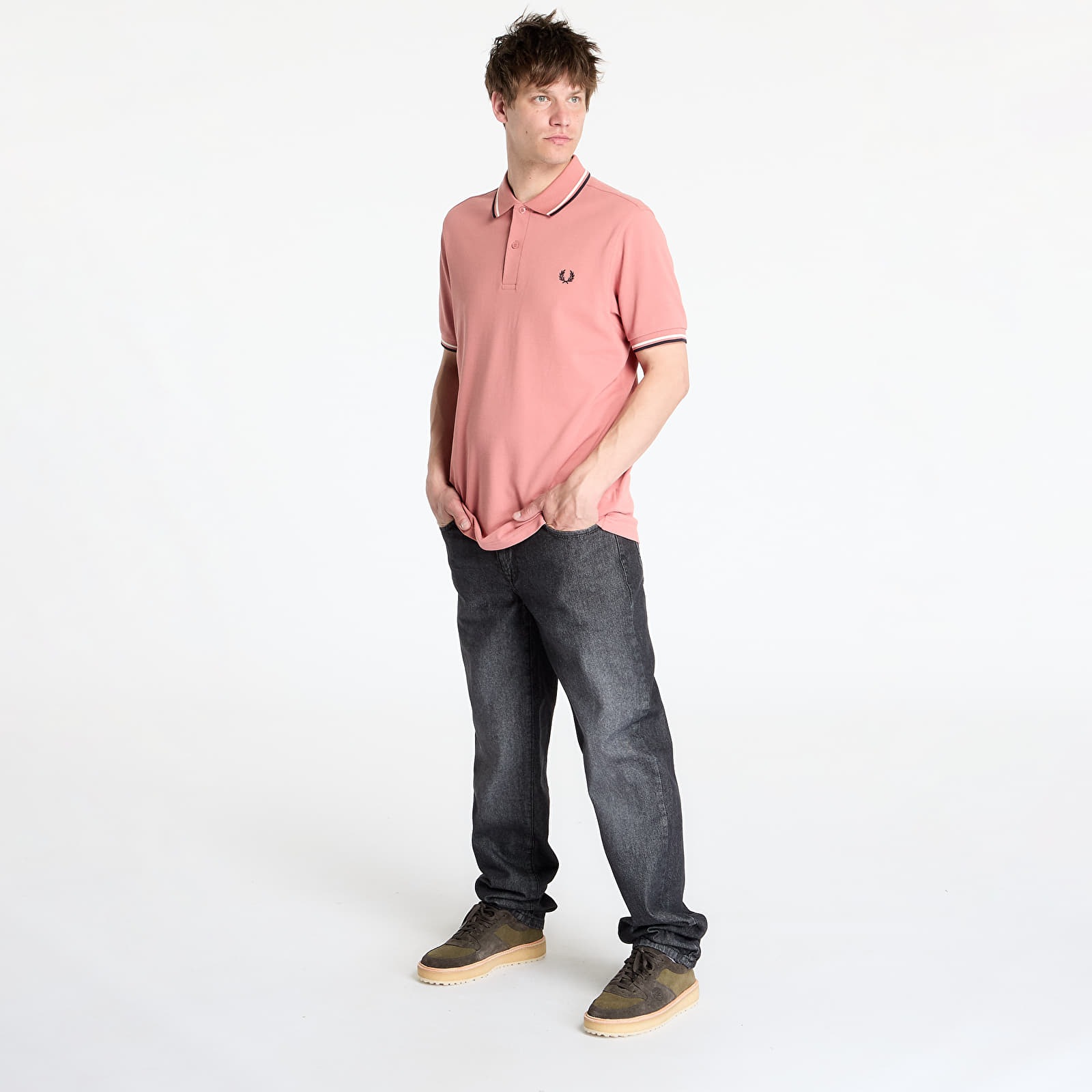 Camisetas FRED PERRY Twin Tipped Shirt Putty Pink/ Ecru/ Navy