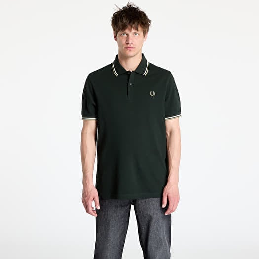 FRED PERRY Twin Tipped Shirt Night Green/ Light Ecru/ Olive Mint