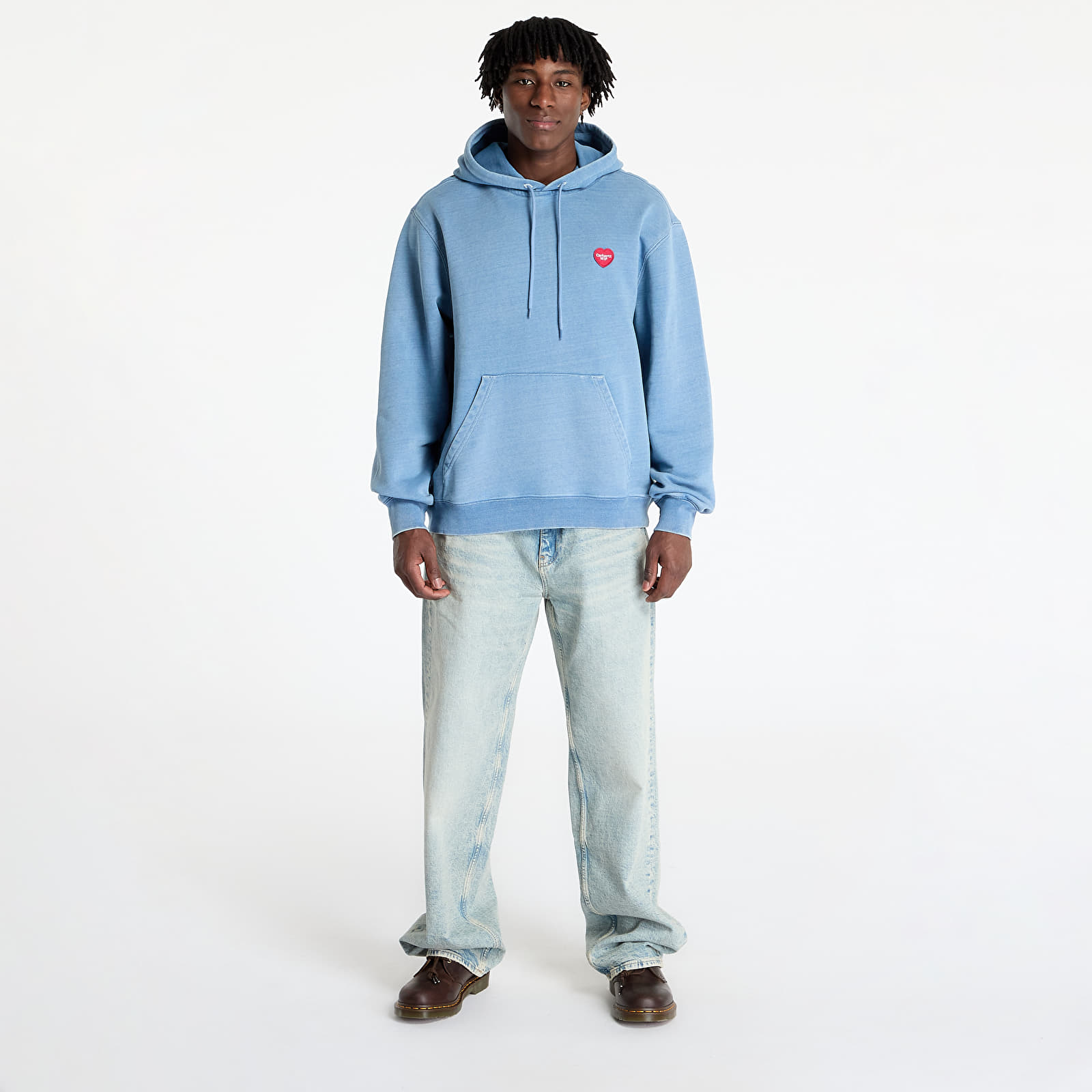 Мъжки потници Carhartt WIP Hooded Ingo Sweat UNISEX Light Blue Garment Dyed