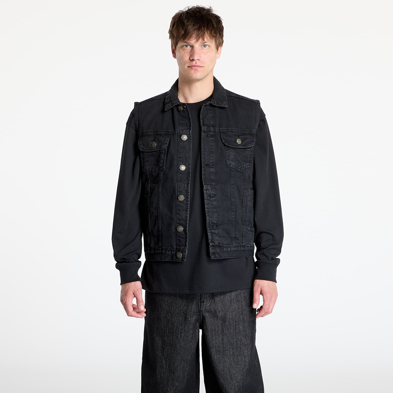 Urban Classics Denim Vest Black Raw XXL
