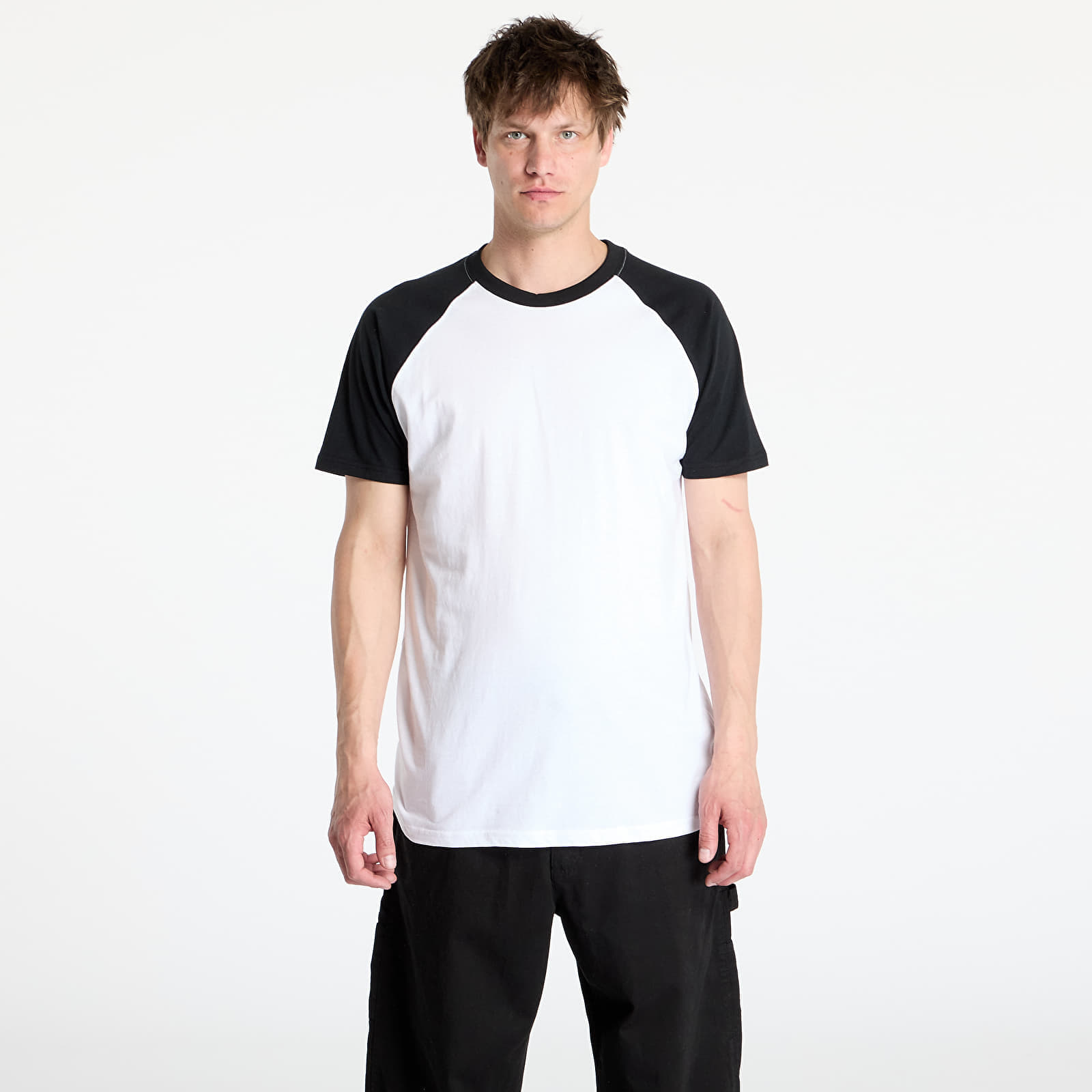 Tricou Urban Classics Raglan Contrast Tee White / Black XXL