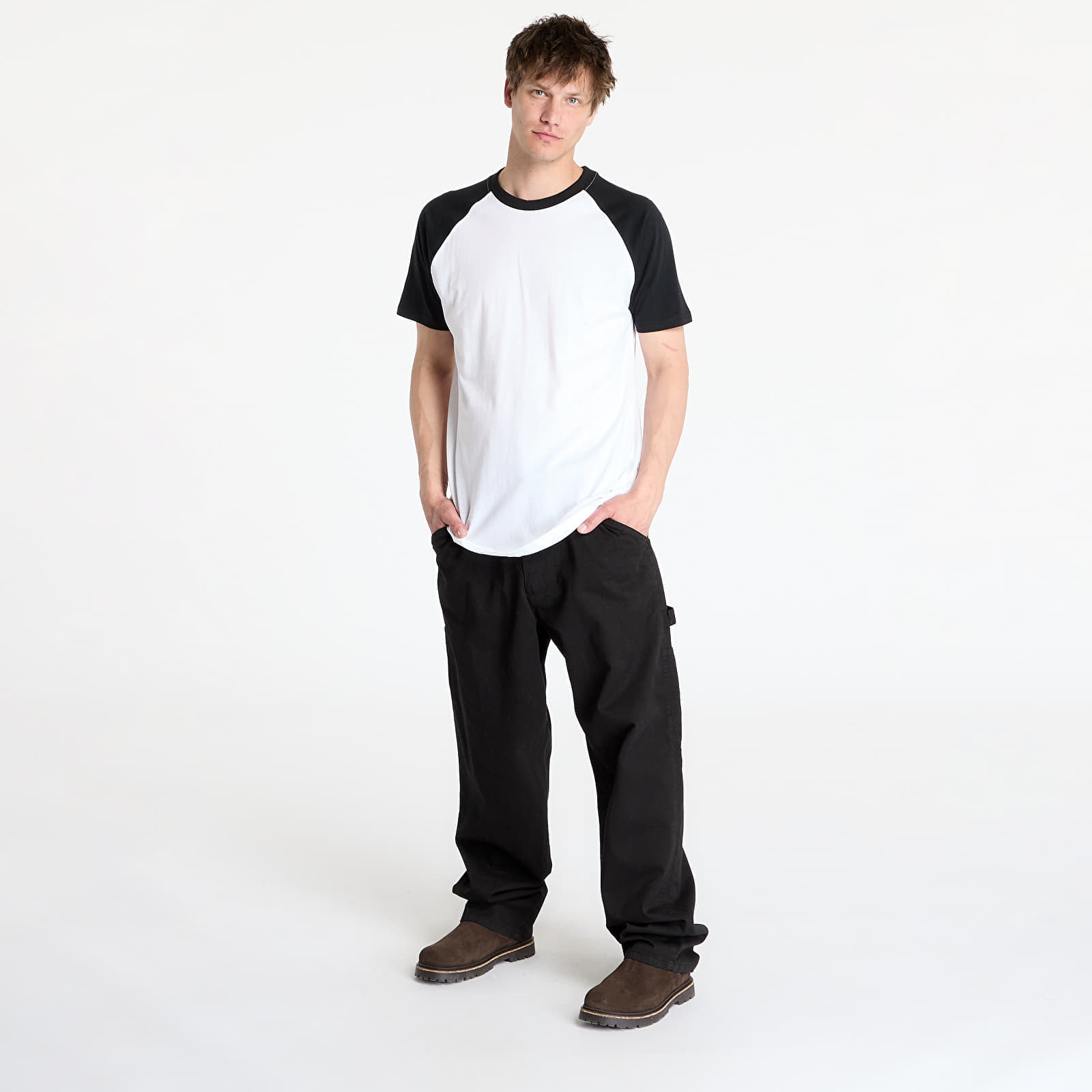 T-shirt Urban Classics Raglan Contrast Tee White / Black XXL