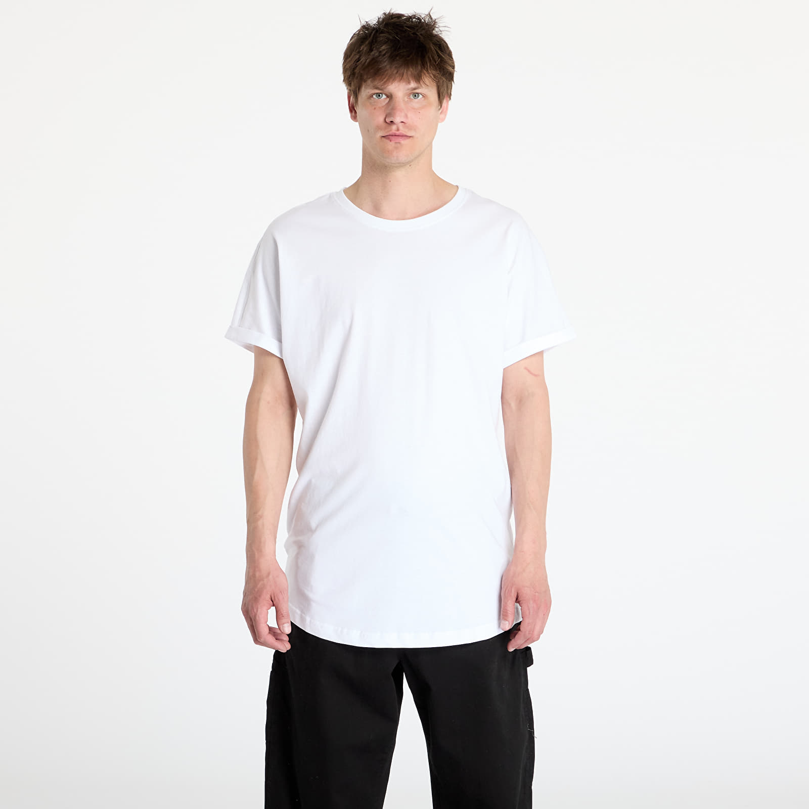 Pólók Urban Classics Long Shaped Turnup White