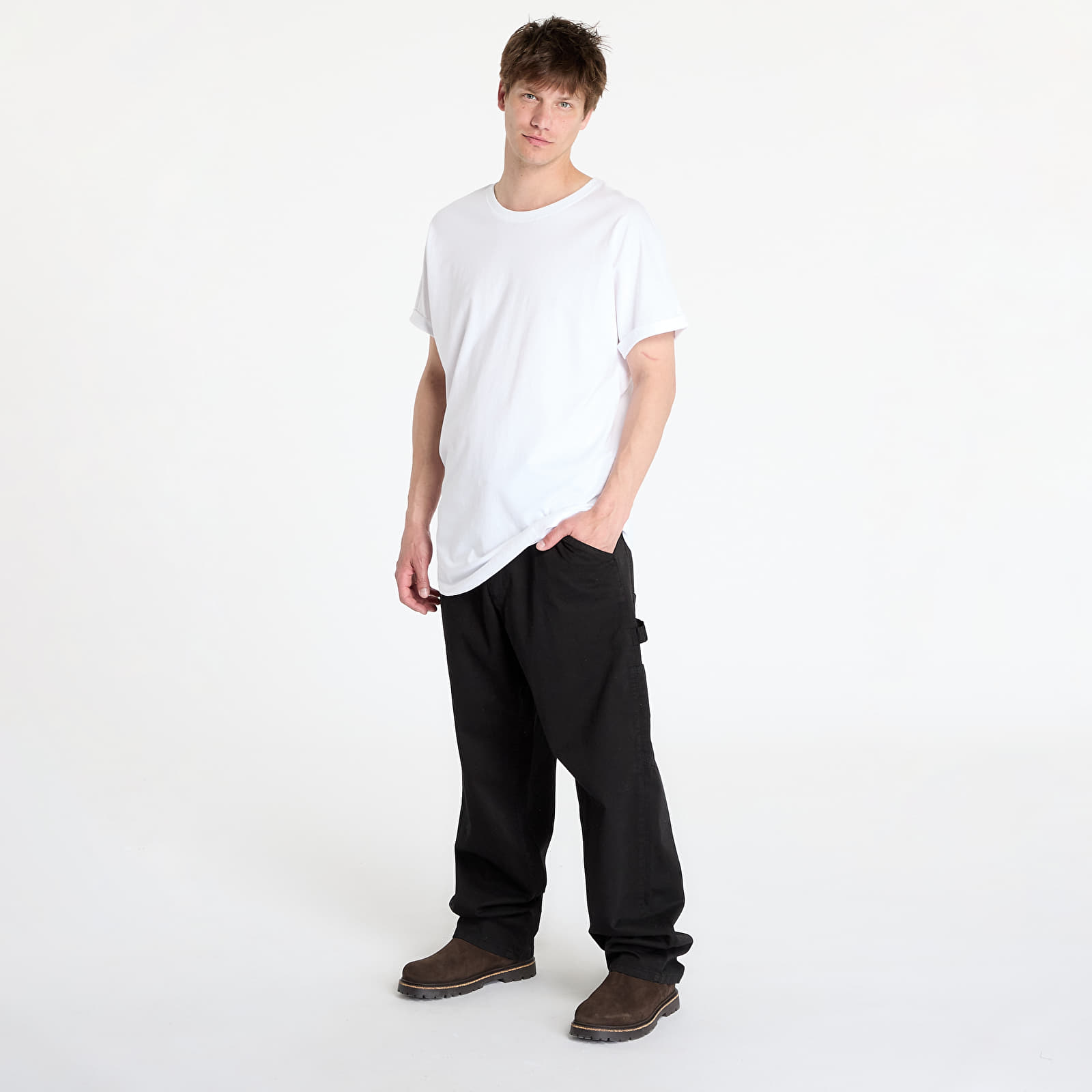 Pólók Urban Classics Long Shaped Turnup White