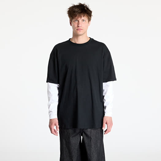 T-krekls Urban Classics Oversized Shaped Double Layer LS Tee Black/ White