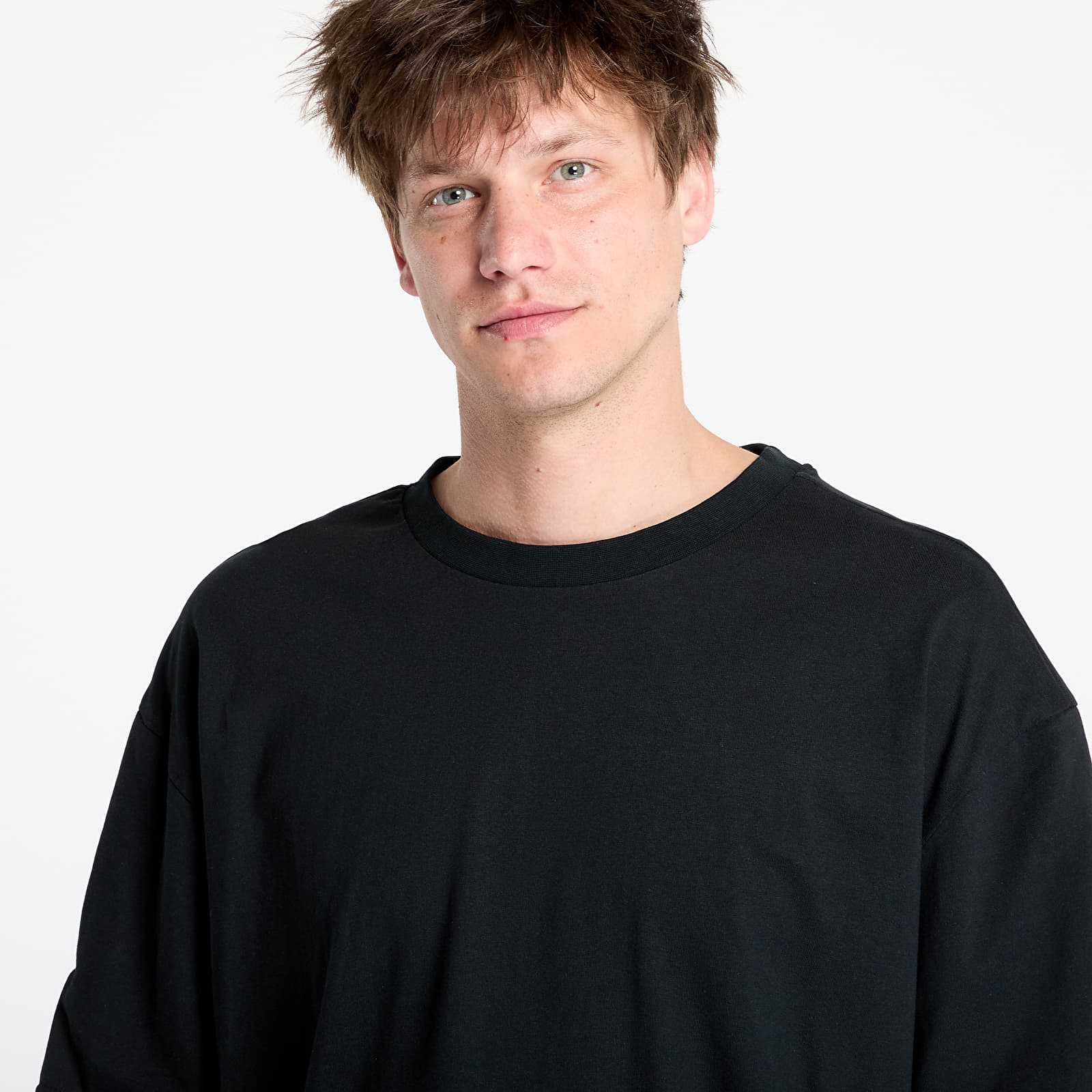 Trička Urban Classics Oversized Shaped Double Layer LS Tee Black/ White