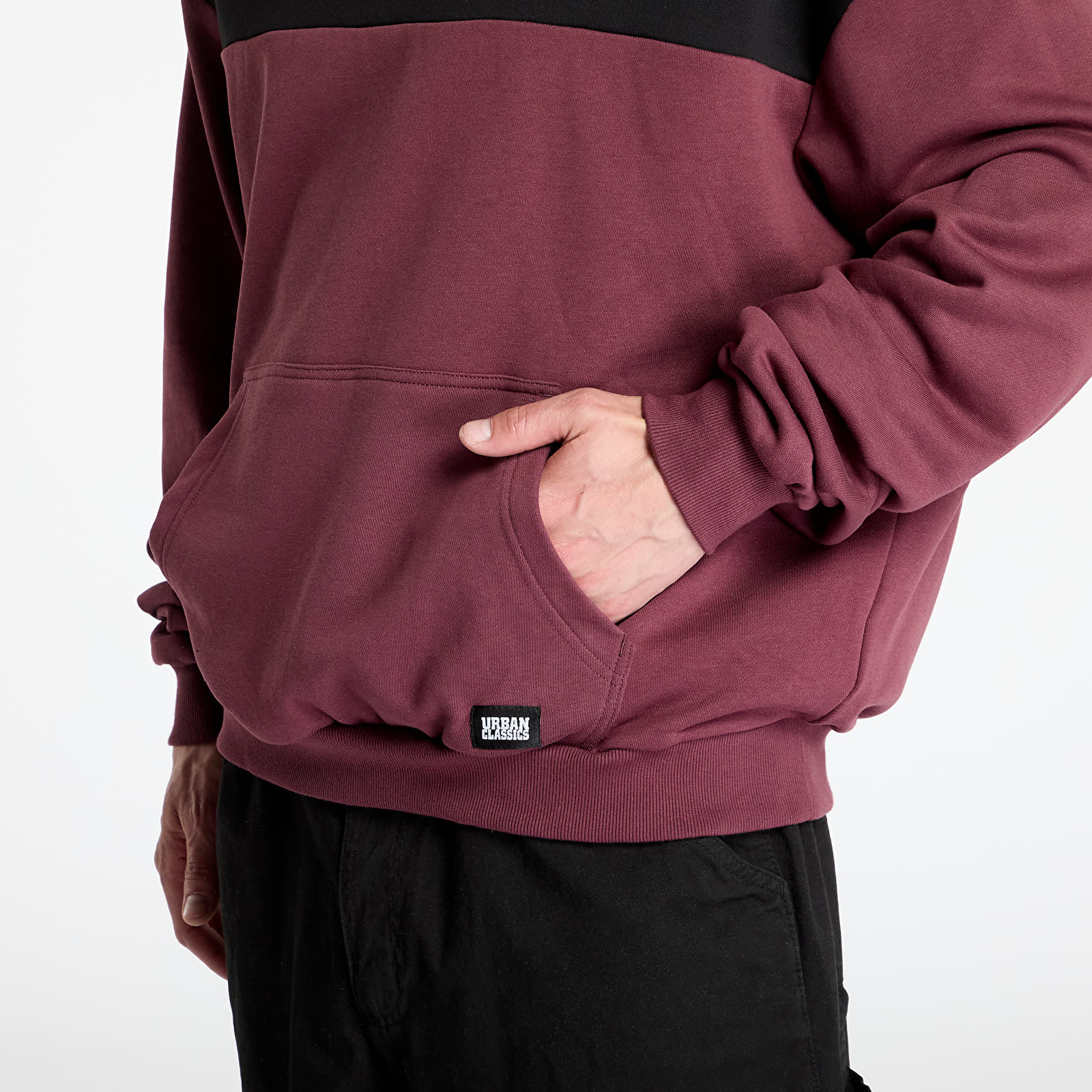 Bluzy Urban Classics Upper Block Hoody Red / Black