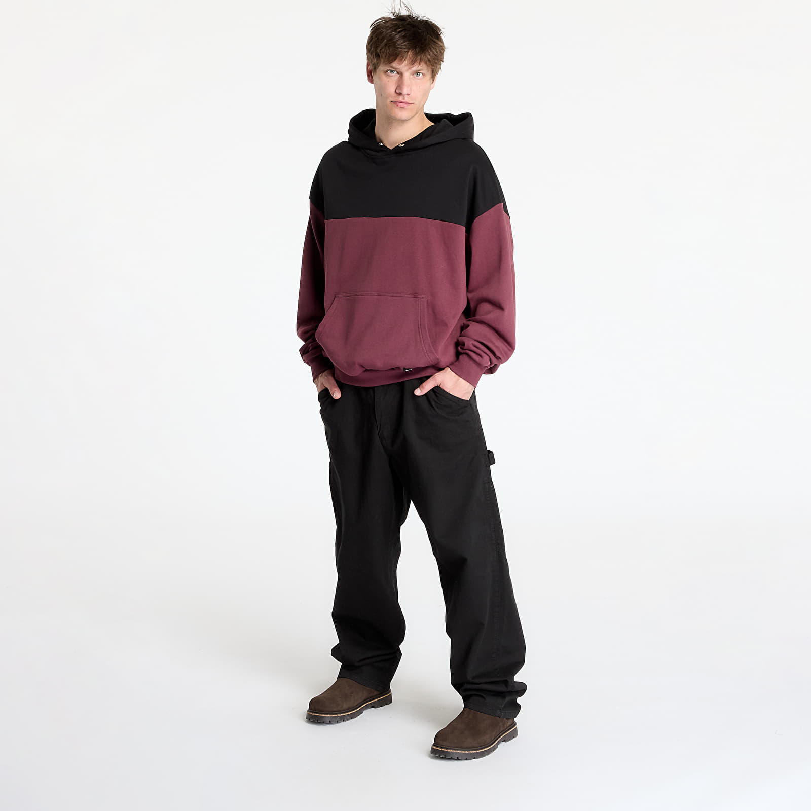 Bluzy Urban Classics Upper Block Hoody Red / Black