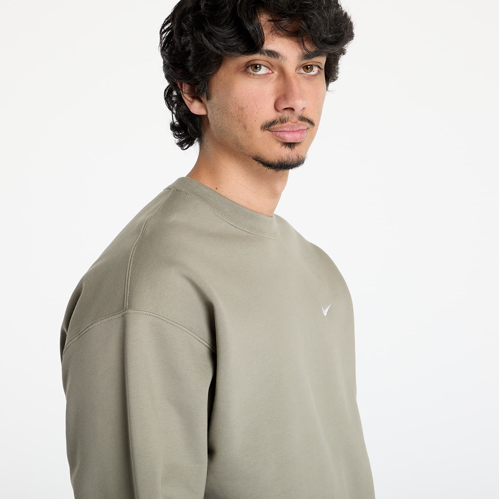 Heren sweatshirts Nike Solo Swoosh Men's Fleece Crew Light Army/ White