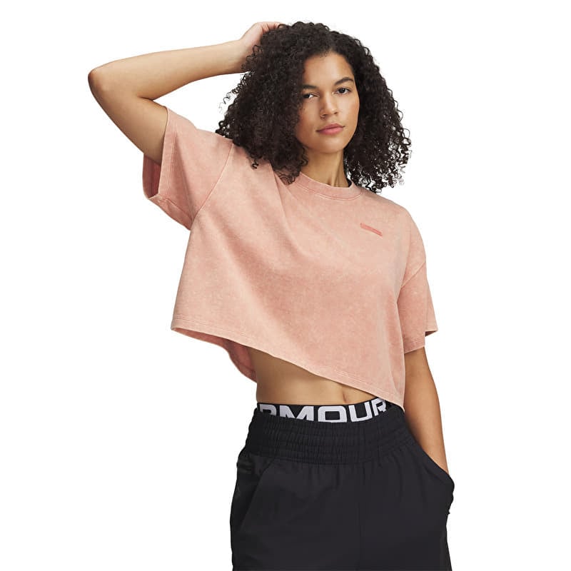 Tričko Under Armour HWT WASH SS Tee Canyon Pink/ Canyon Pink