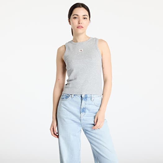 Calvin Klein Jeans A - Woven Label 2X2 Tank Top Gray