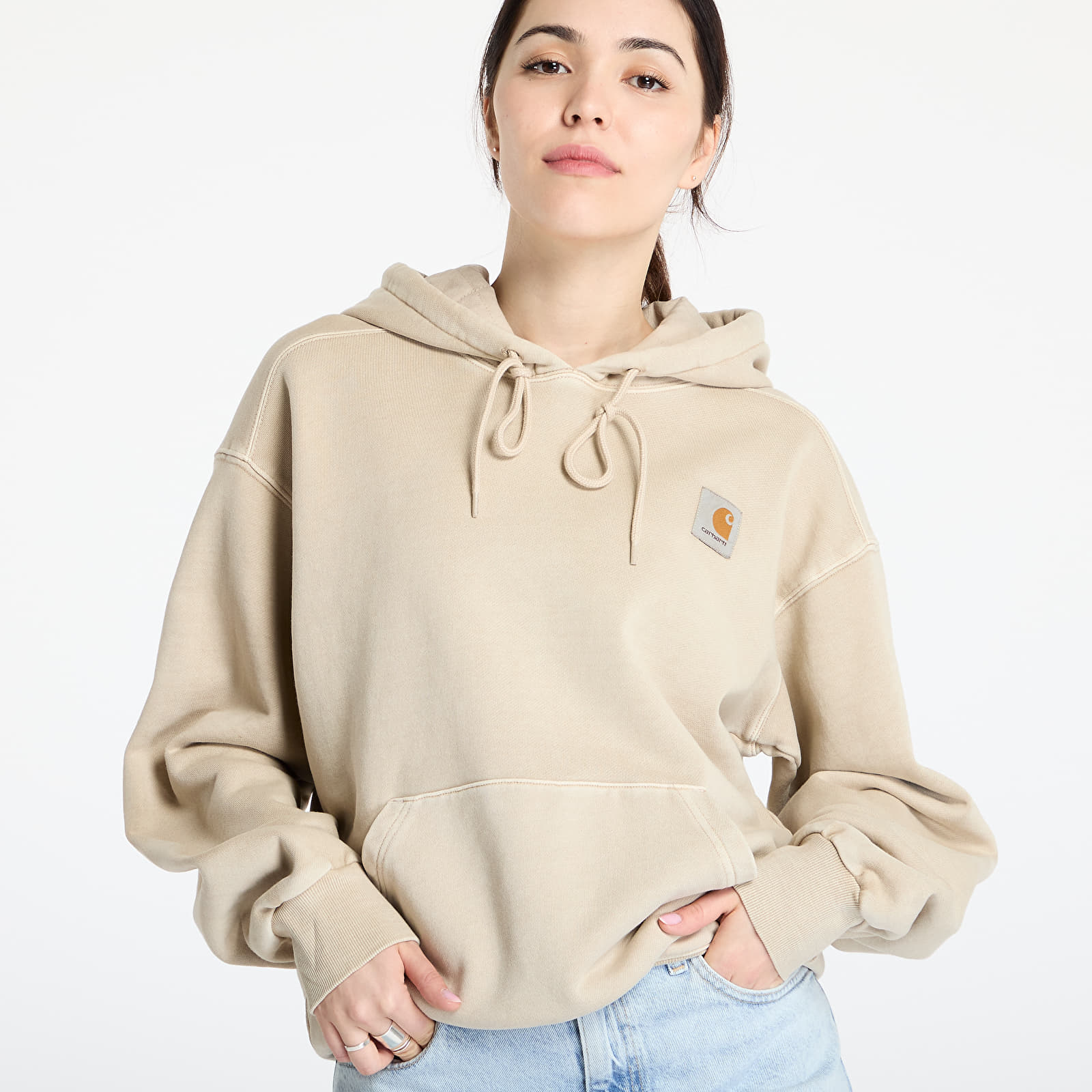 Heren sweatshirts Carhartt WIP Hooded Nelson Sweat UNISEX Fleur De Sel Garment Dyed