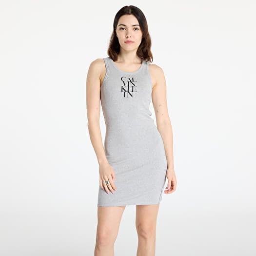 Dress Calvin Klein Jeans Sl Cotton 1X1 Rib Dress Gray