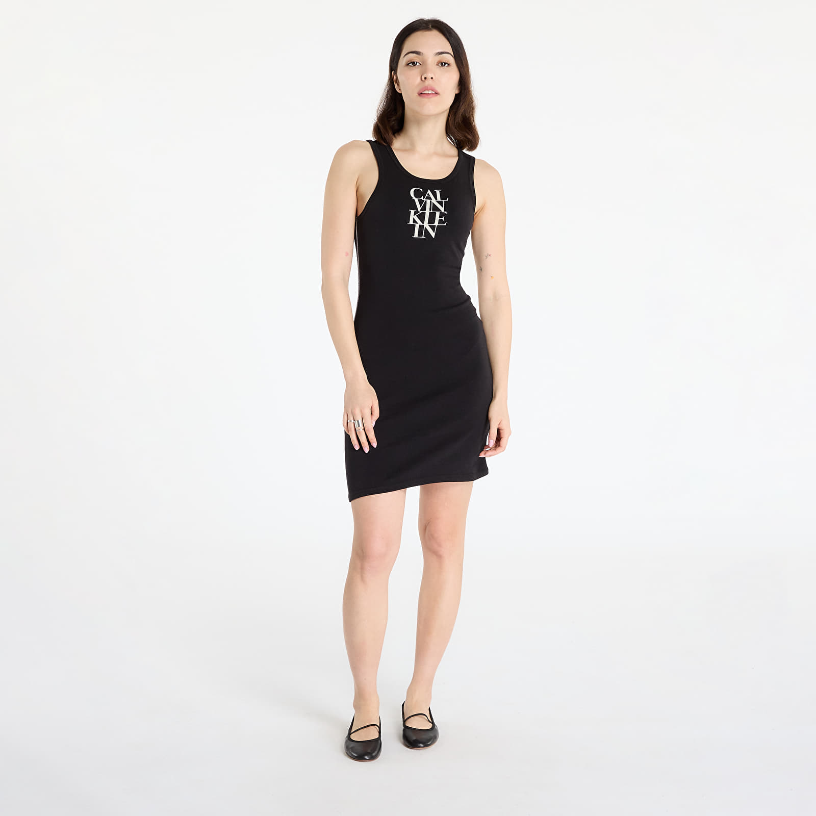 Suknelės Calvin Klein Jeans Sl Cotton 1X1 Rib Dress Black