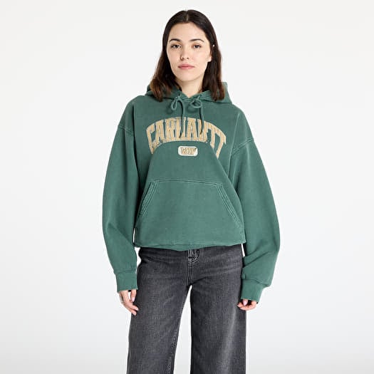 Sweatshirt Carhartt WIP Hooded Library Sweat UNISEX Conifer Garment Dyed