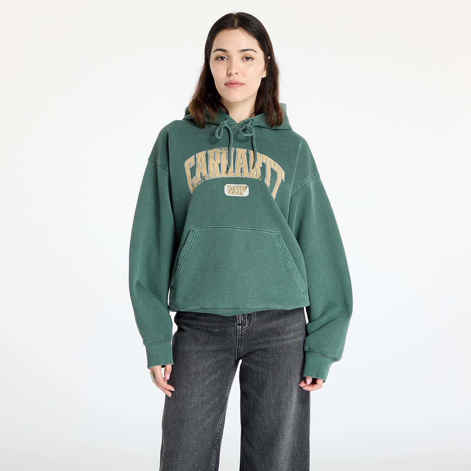 Heren sweatshirts Carhartt WIP Hooded Library Sweat UNISEX Conifer Garment Dyed