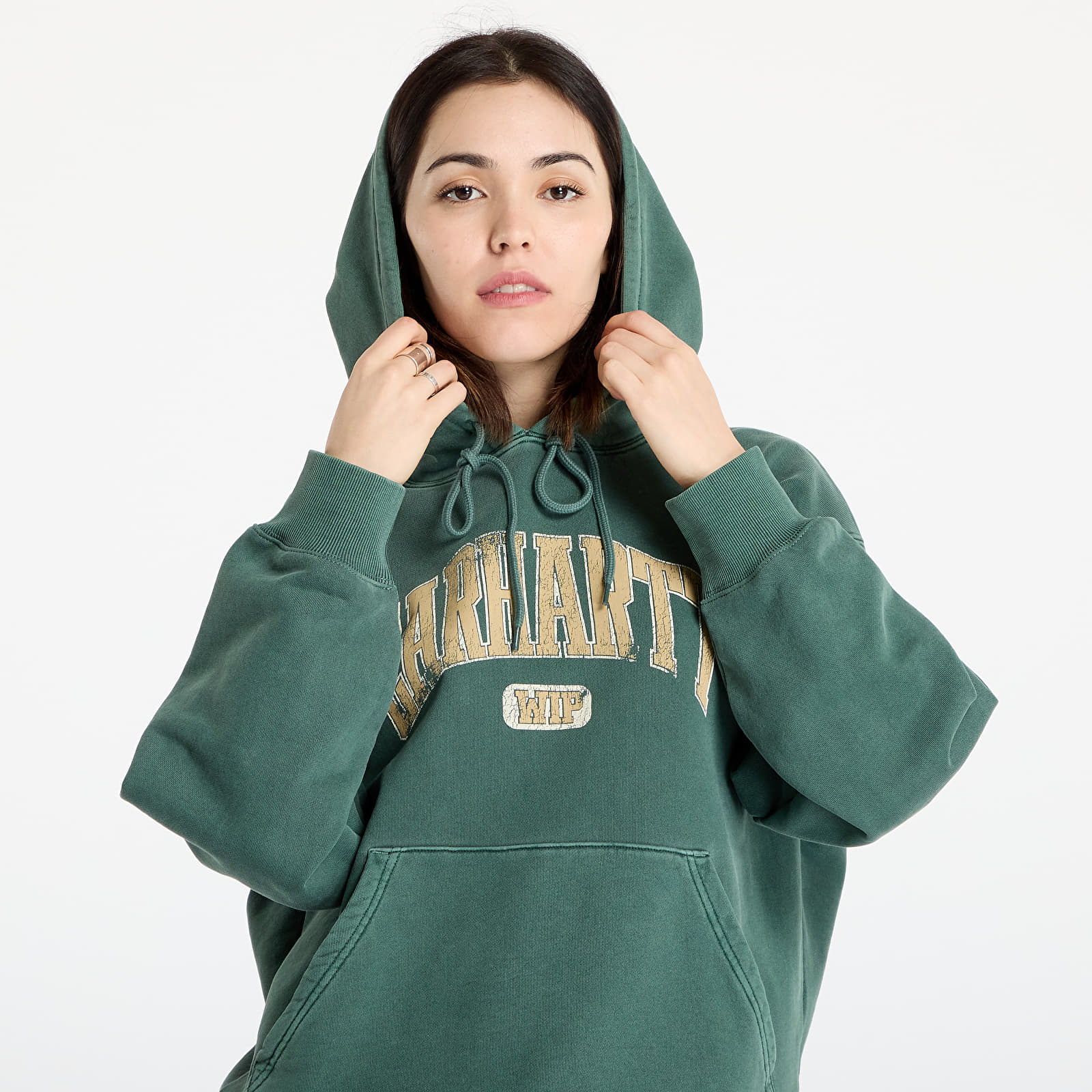 Heren sweatshirts Carhartt WIP Hooded Library Sweat UNISEX Conifer Garment Dyed