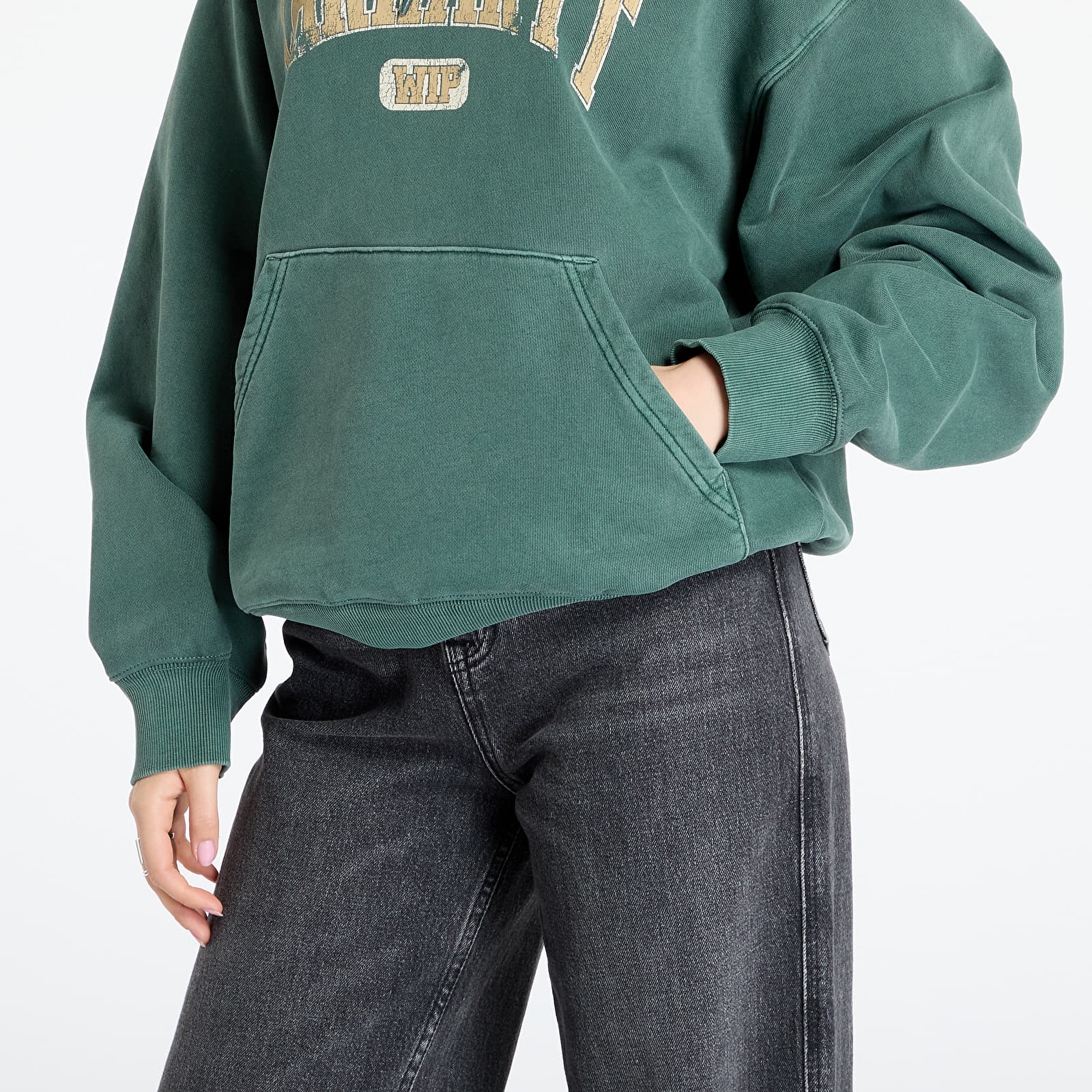 Heren sweatshirts Carhartt WIP Hooded Library Sweat UNISEX Conifer Garment Dyed