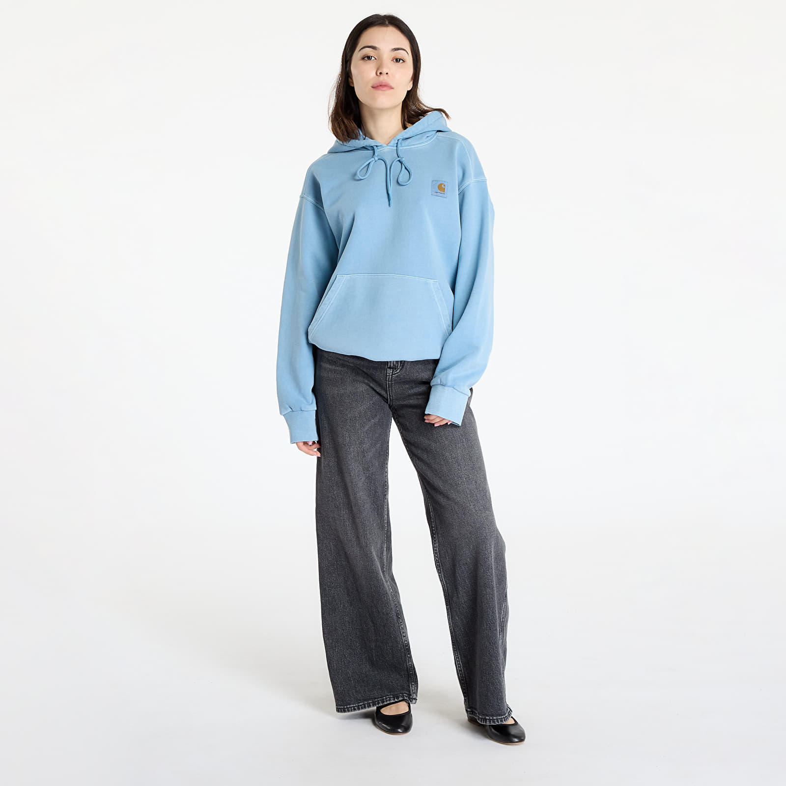 Heren sweatshirts Carhartt WIP Hooded Nelson Sweat UNISEX Clay Blue Garment Dyed