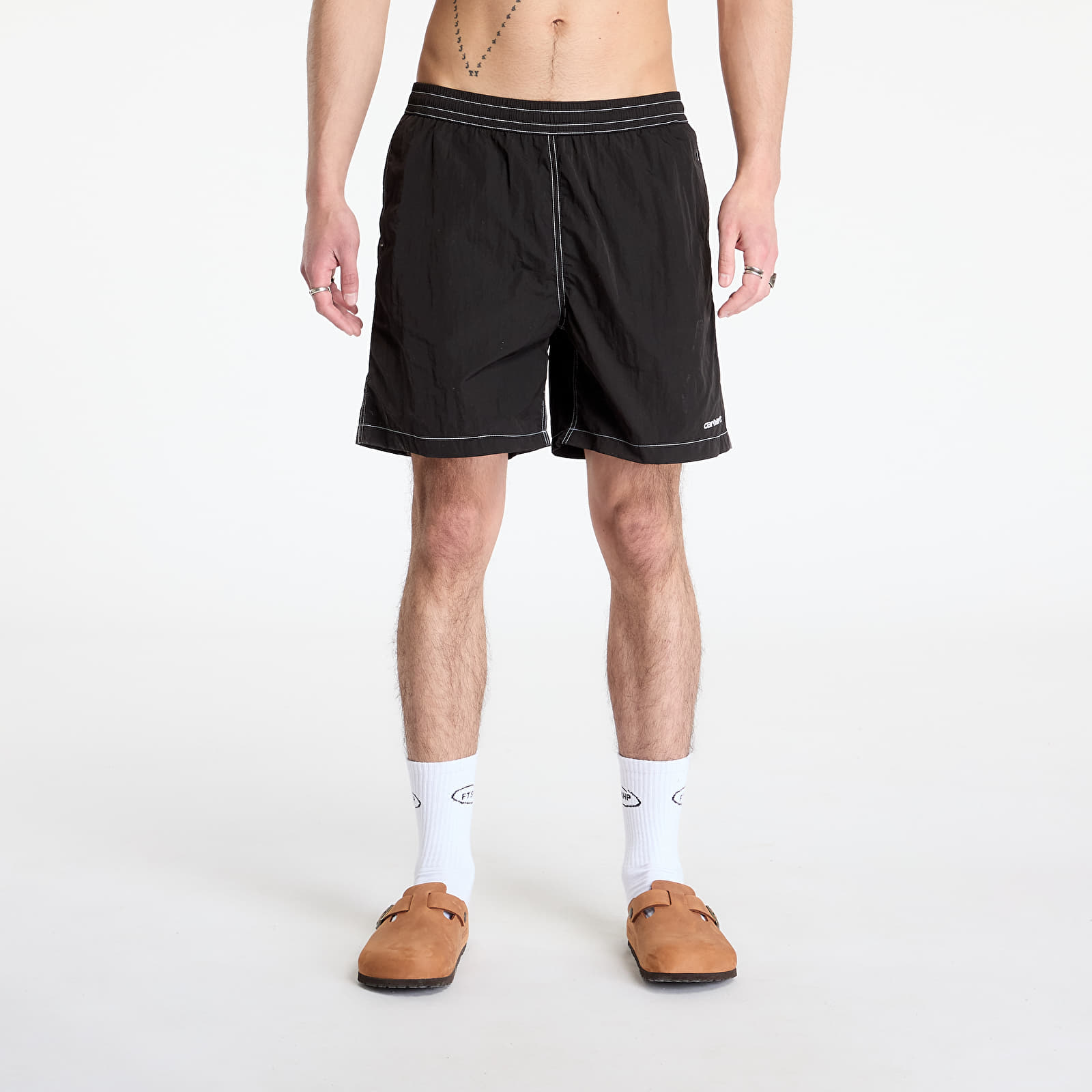 Bañadores de hombre Carhartt WIP Canby Swim Trunks Black/ White