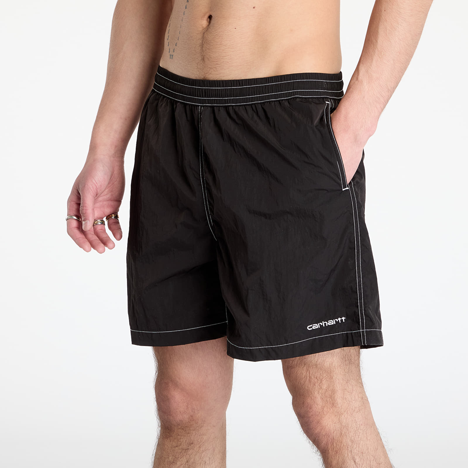 Bañadores de hombre Carhartt WIP Canby Swim Trunks Black/ White