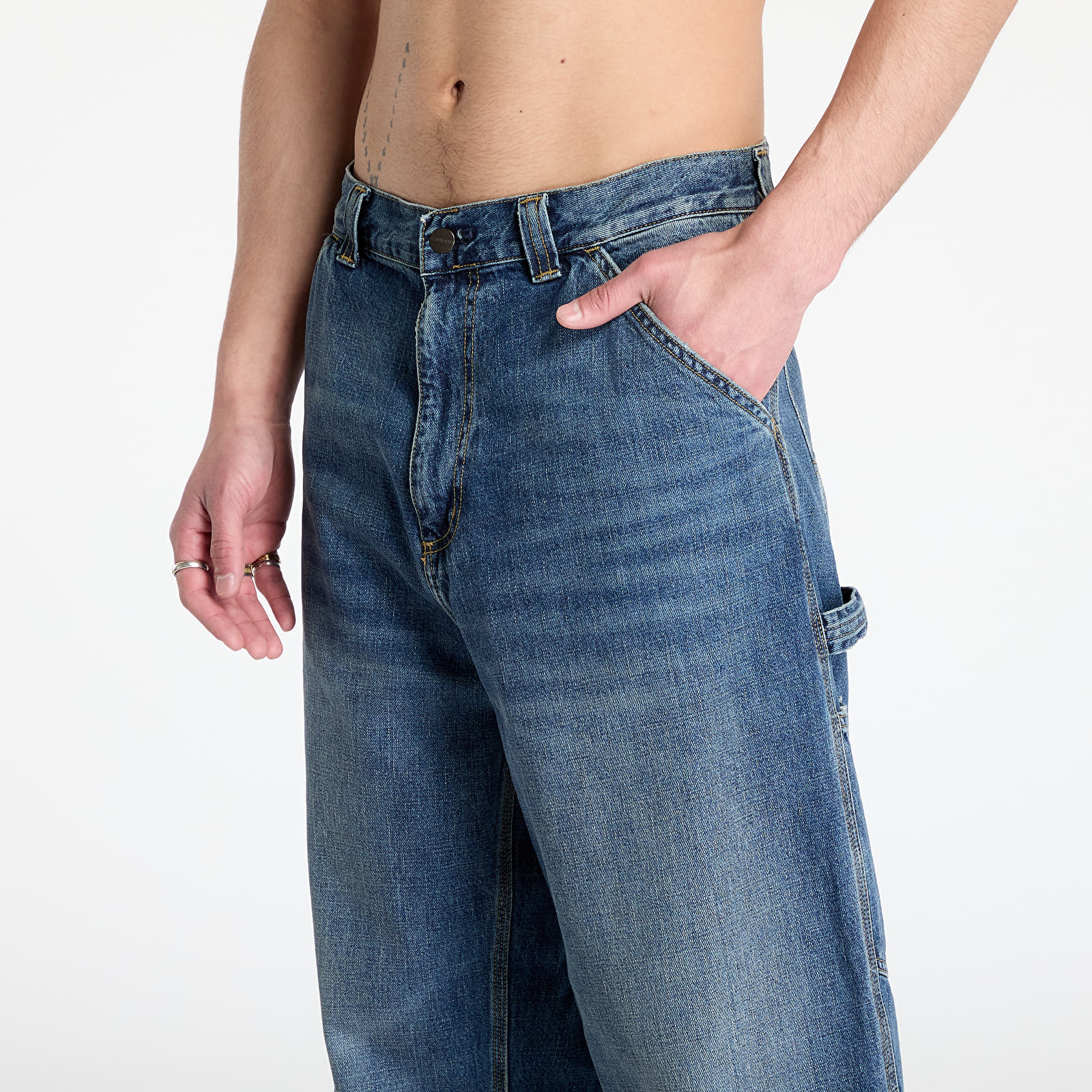 Férfi farmerek Carhartt WIP OG Single Knee Pant Blue Dark Used Wash