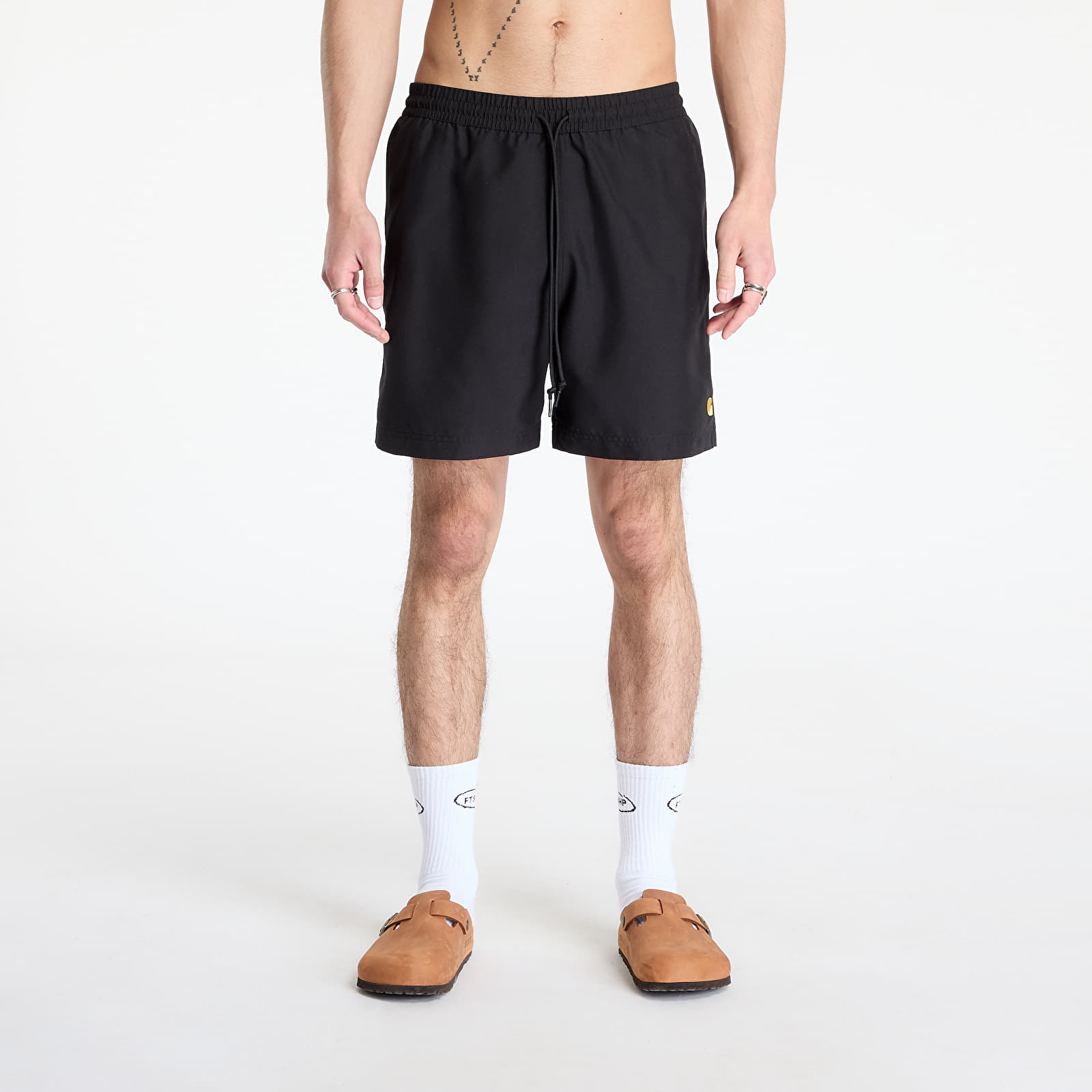 Heren zwemkleding Carhartt WIP Chase Swim Trunks Black/ Gold