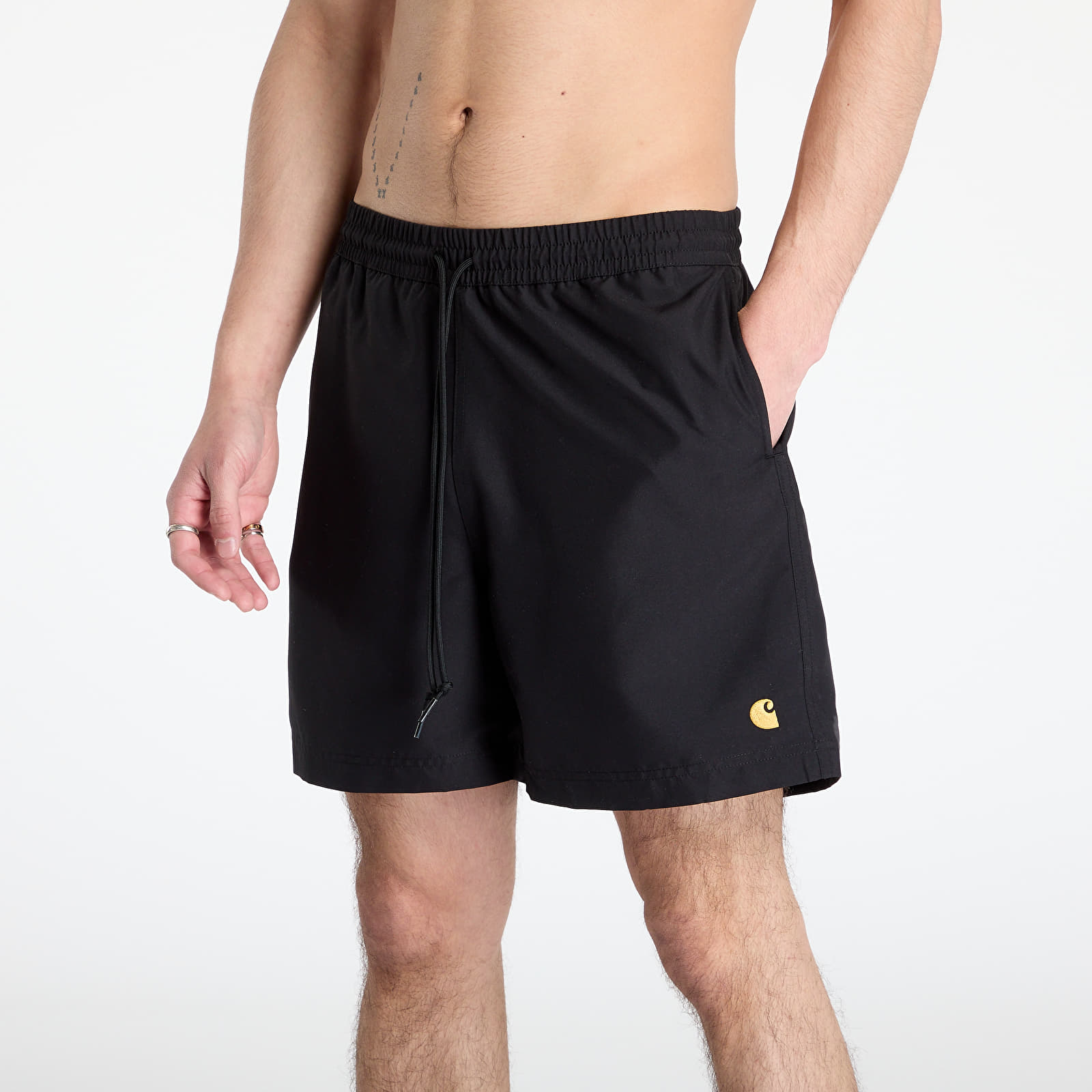 Heren zwemkleding Carhartt WIP Chase Swim Trunks Black/ Gold