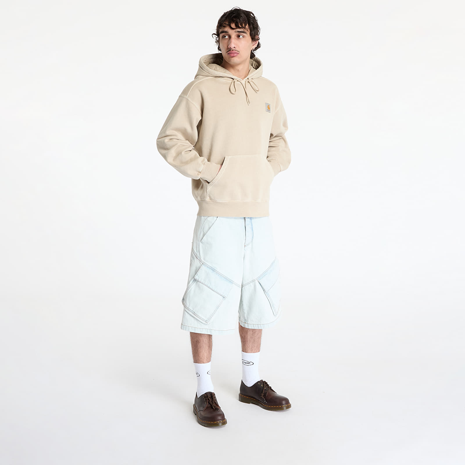 Heren sweatshirts Carhartt WIP Hooded Nelson Sweat UNISEX Fleur De Sel Garment Dyed