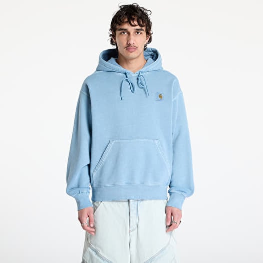 Kampsun Carhartt WIP Hooded Nelson Sweat UNISEX Clay Blue Garment Dyed
