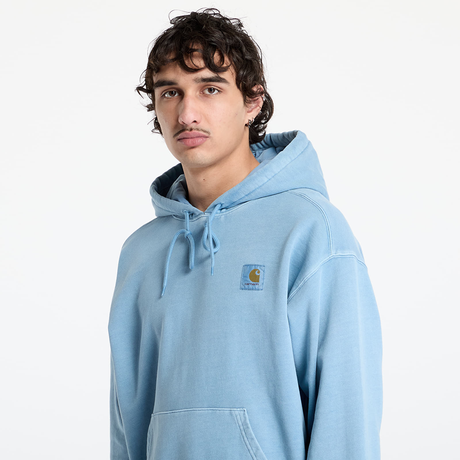 Heren sweatshirts Carhartt WIP Hooded Nelson Sweat UNISEX Clay Blue Garment Dyed