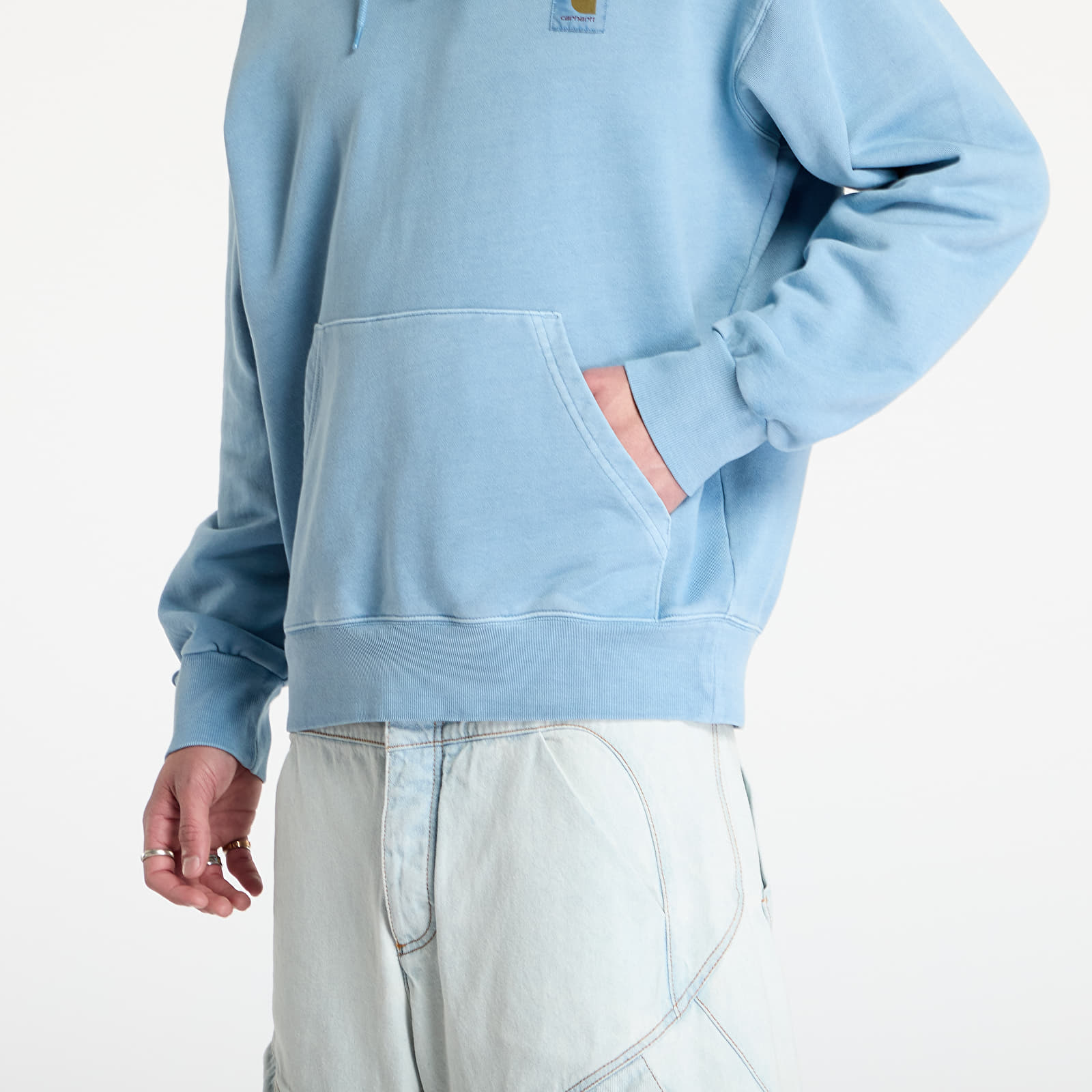 Heren sweatshirts Carhartt WIP Hooded Nelson Sweat UNISEX Clay Blue Garment Dyed