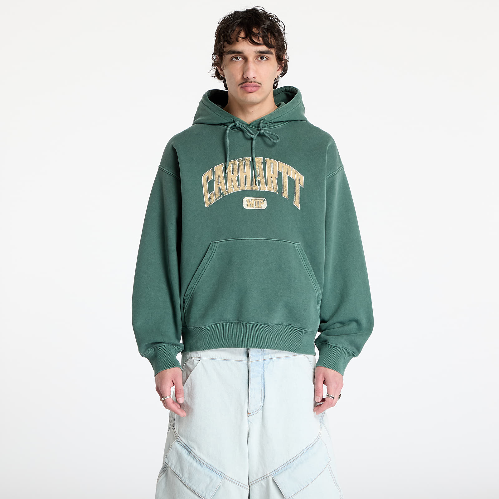 Heren sweatshirts Carhartt WIP Hooded Library Sweat UNISEX Conifer Garment Dyed
