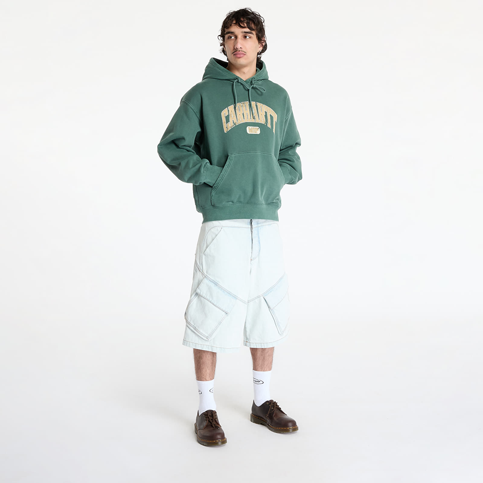 Heren sweatshirts Carhartt WIP Hooded Library Sweat UNISEX Conifer Garment Dyed