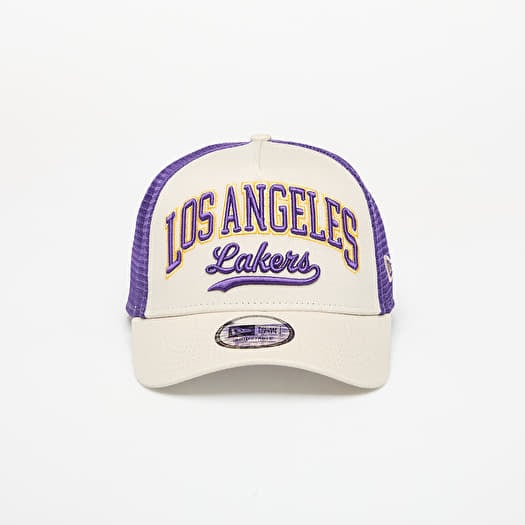 Cap New Era Los Angeles Lakers NBA Script 9FORTY E-Frame Trucker Adjustable Cap Cream