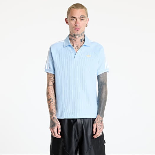 T-shirt adidas Waffle Knit Polo Shirt Blue/ Clear Sky/ Almost Yellow