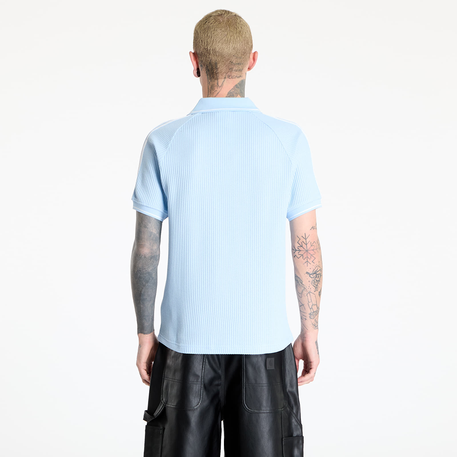 T-Shirts Männer adidas Waffle Knit Polo Shirt Blue/ Clear Sky/ Almost Yellow