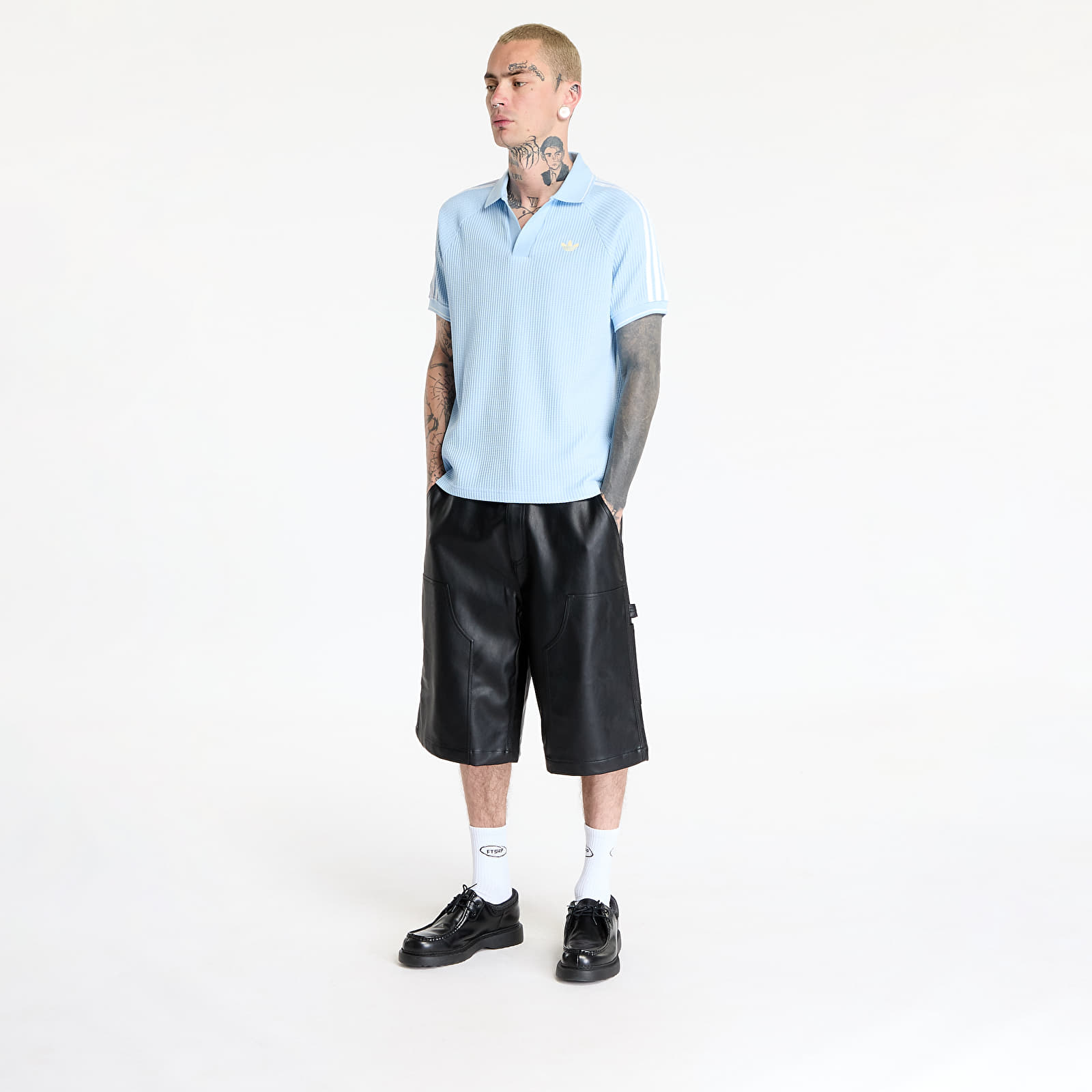 T-Shirts Männer adidas Waffle Knit Polo Shirt Blue/ Clear Sky/ Almost Yellow