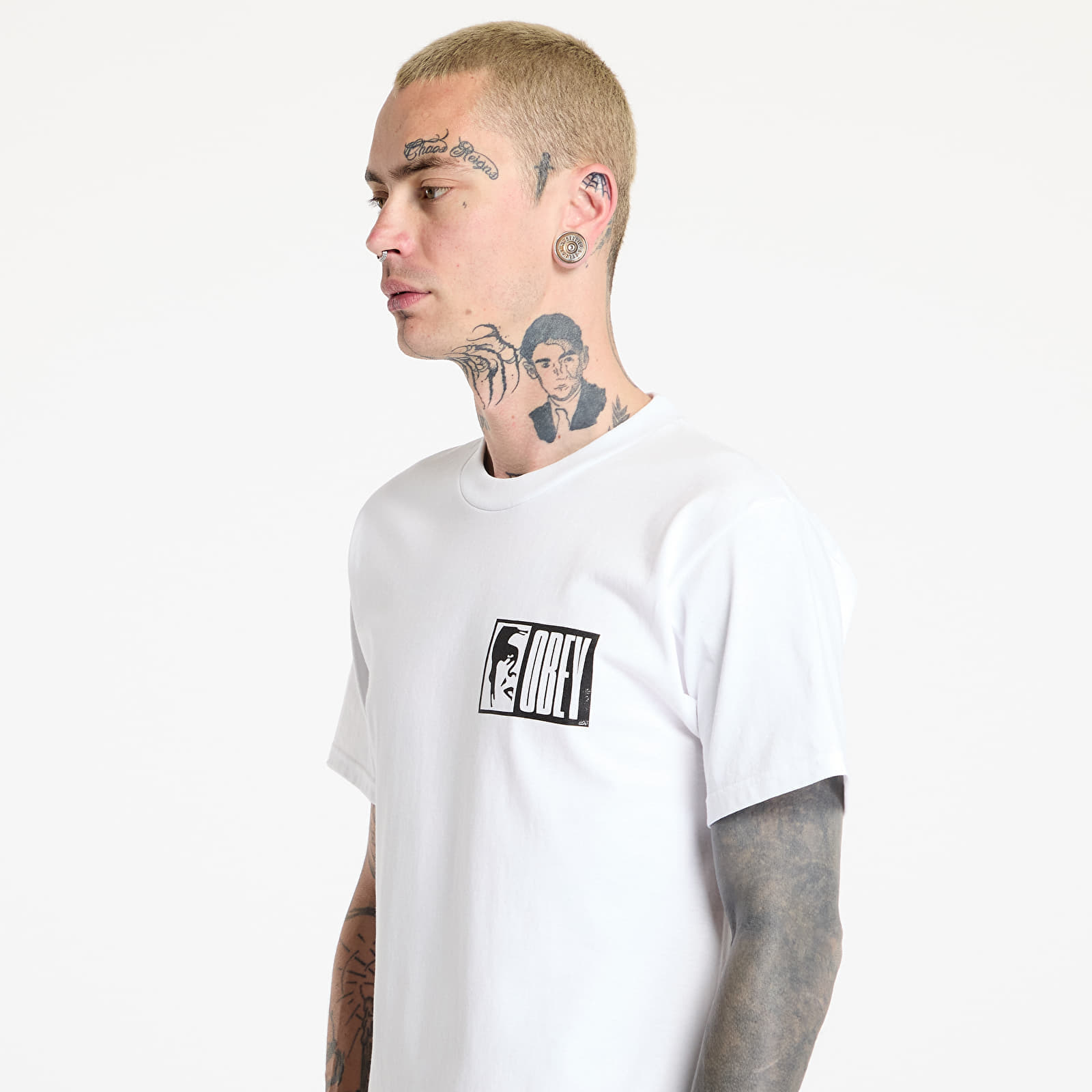 OBEY Clothing T-shirt OBEY Half Icon T-Shirt White L - 2