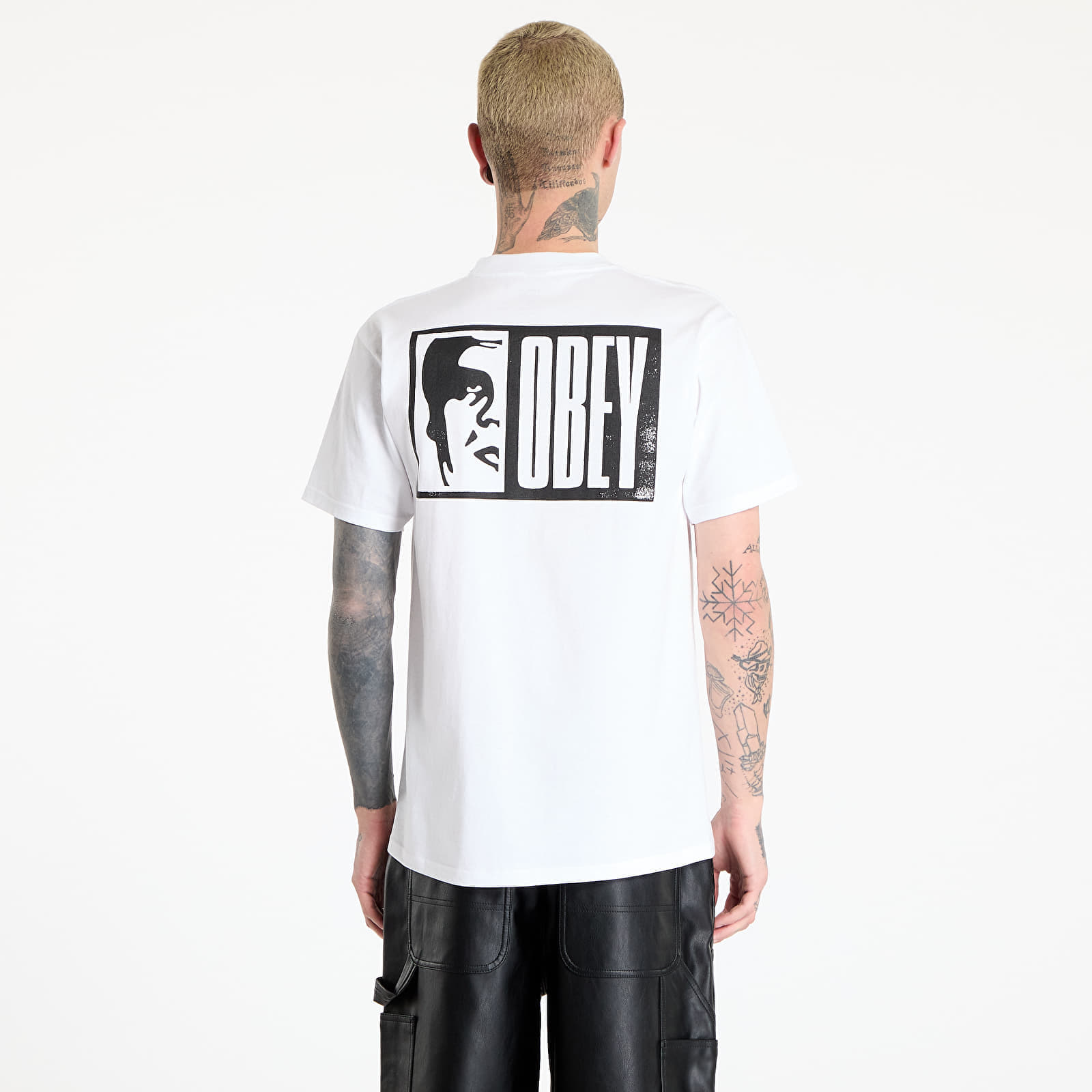 OBEY Clothing T-shirt OBEY Half Icon T-Shirt White L - 3