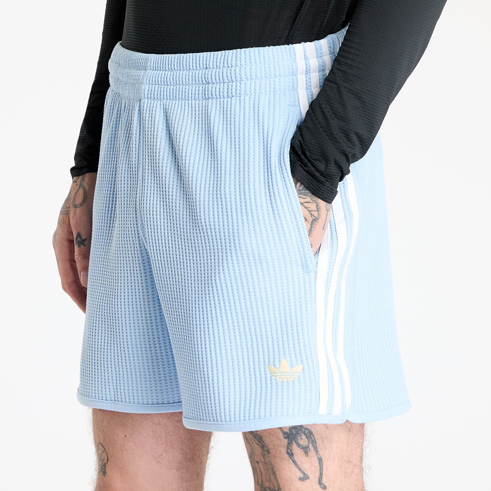 Pantalones cortos para hombre adidas Waffle Knit Sprinter Shorts Blue/ Clear Sky/ White
