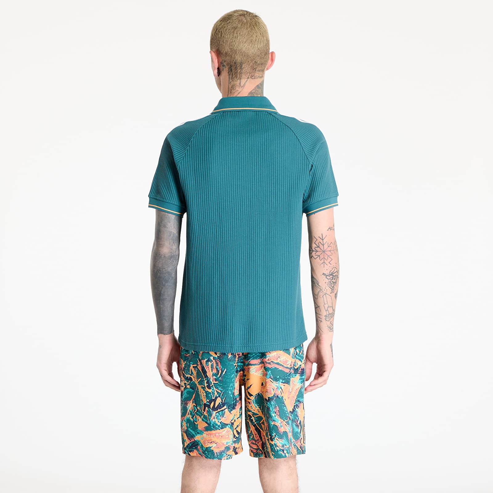 T-Shirts Männer adidas Waffle Knit Polo Shirt Green/ Tech Green/ Hazy Orange