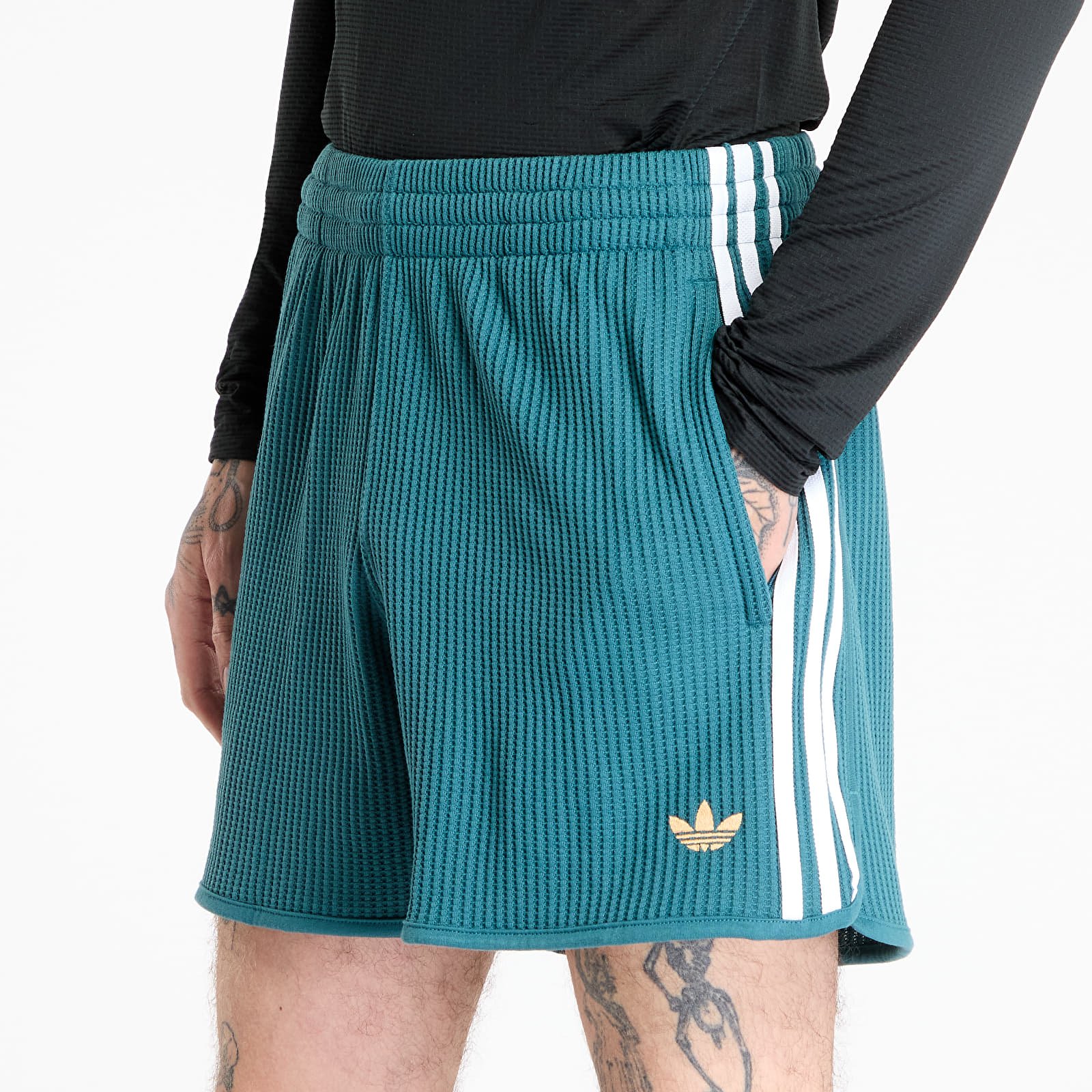 Pánské kraťasy adidas Waffle Knit Sprinter Shorts Green/ Tech Green/ White