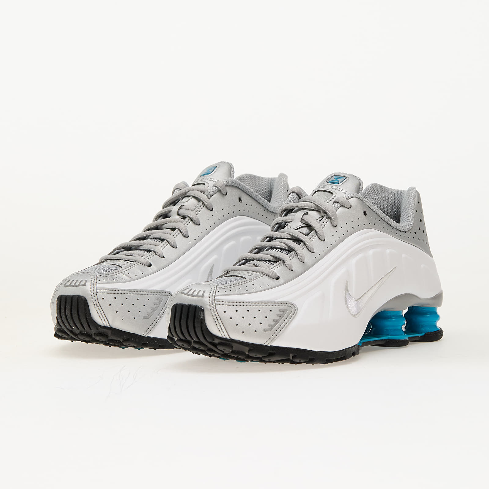 Vīriešu čības un apavi Nike Shox R4 Metallic Silver/ Blue Lagoon-White