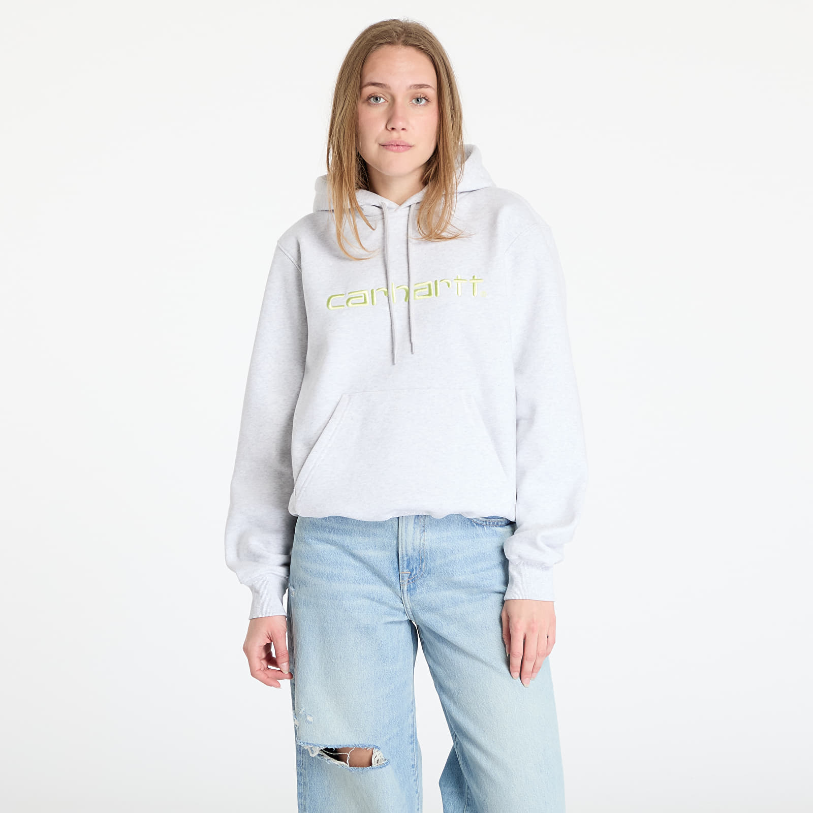 Men's sweatshirts Carhartt WIP Hooded Carhartt Sweat UNISEX Ash Heather/ Air Green