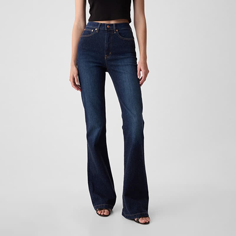 Džínsy GAP 70S Flare High Rise Dk Holzer Jeans Dark Wash