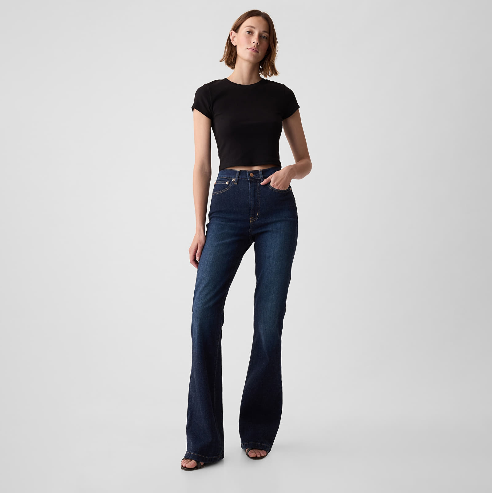 Jeans für Frauen GAP 70S Flare High Rise Dk Holzer Jeans Dark Wash