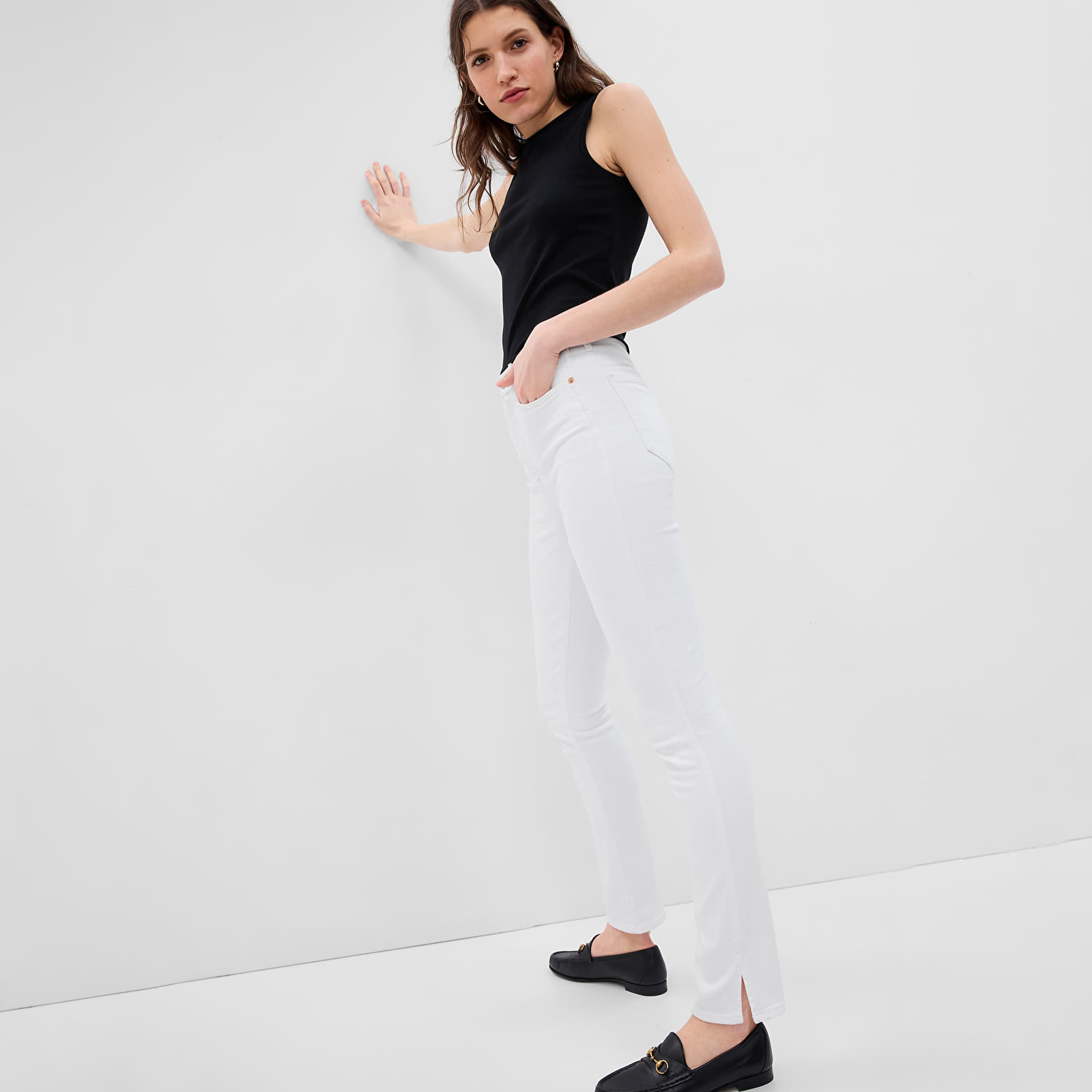 Bukser GAP Denim Pants Vintage Slim - High Rise Optic White