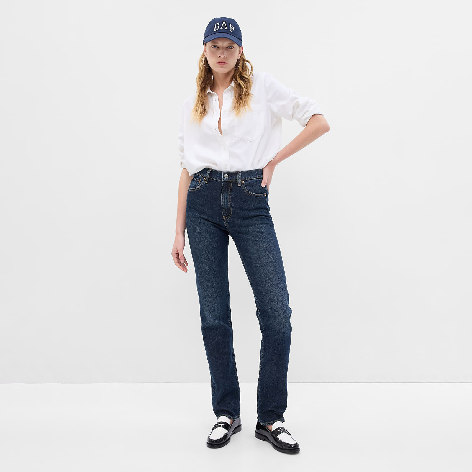 Pants GAP 90S Straight High Rise Dark Indigo W31