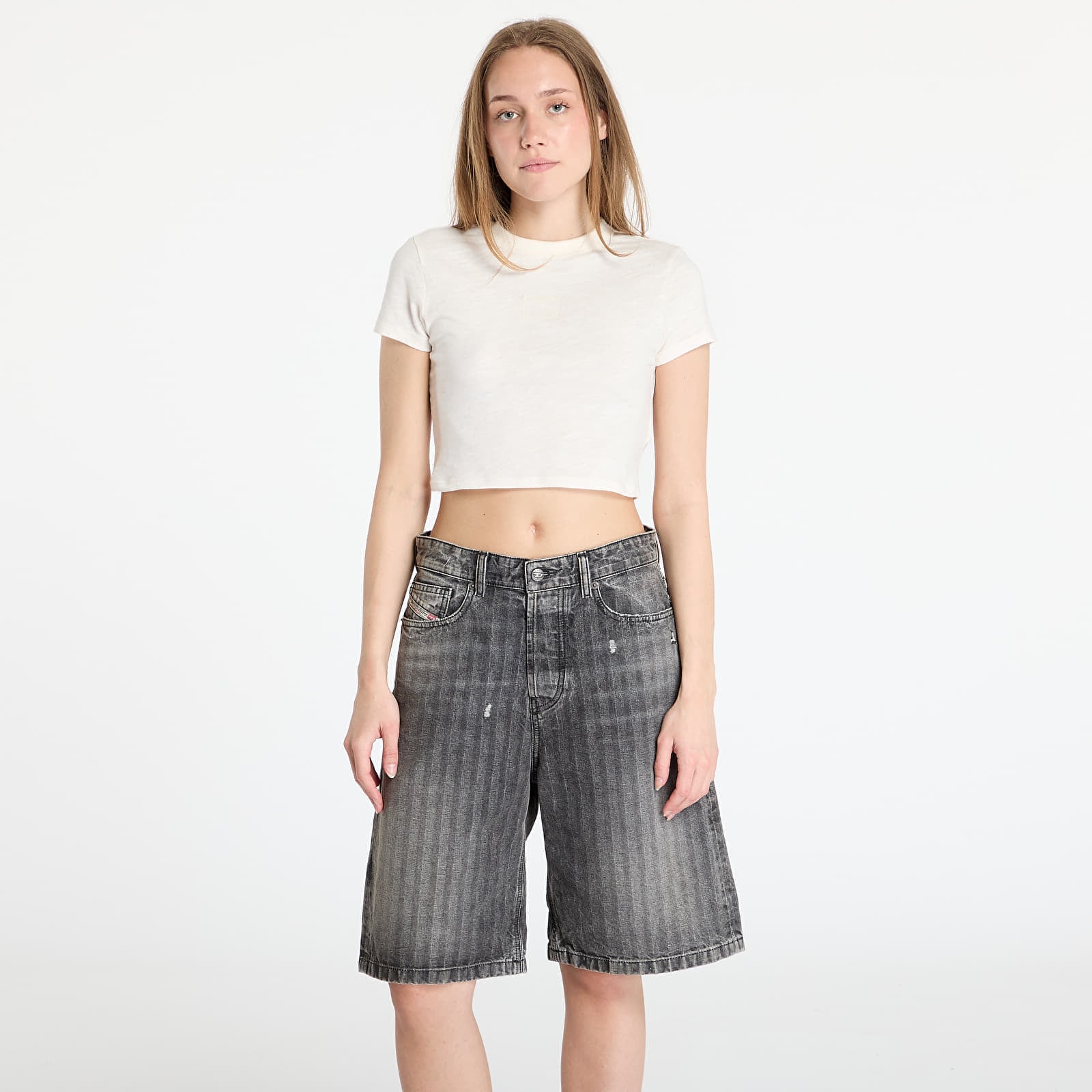 Tricou Tommy Jeans Slim Crop Ton T-Shirt White L